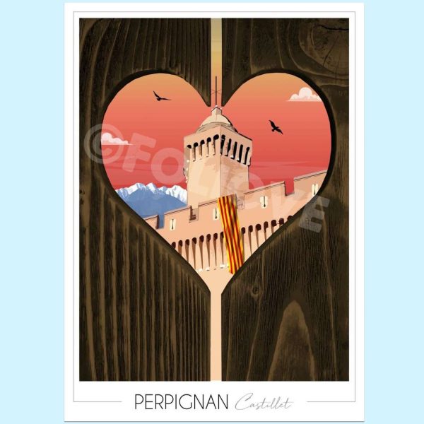 Affiche Perpignan Castillet au coucher du soleil - Vins Rouges Harmonieux pour Chaque Occasion