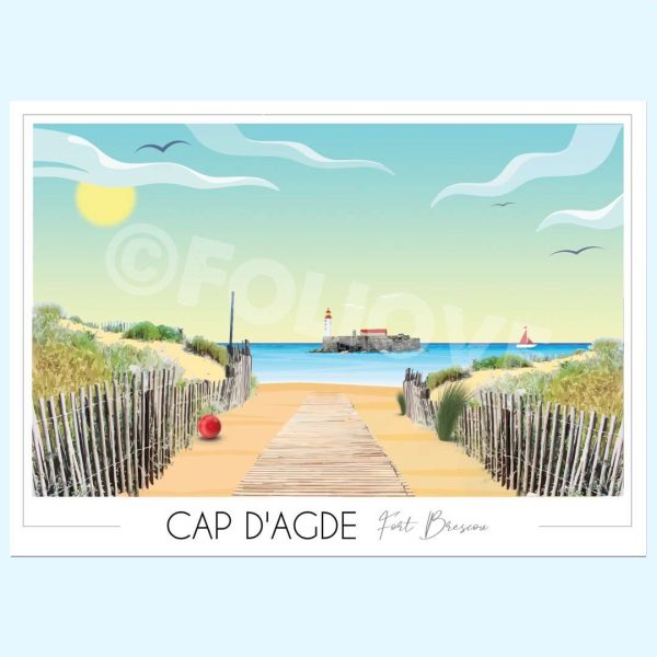 Affiche Cap d’Agde Fort Brescou - Vins Rouges Harmonieux pour Chaque Occasion