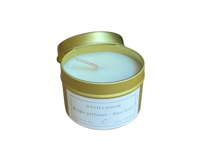 Bougie artisanale parfumée au Musc blanc – 100g - Vins Rouges Harmonieux pour Chaque Occasion Bougie artisanale parfumée au Musc blanc – 100g - Vins Rouges Harmonieux pour Chaque Occasion