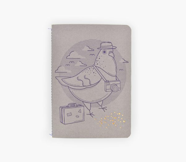 Carnet de notes cousu – Pigeon Voyageur (gris) - Vins Rouges Harmonieux pour Chaque Occasion