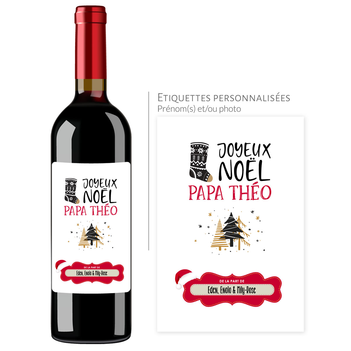 Cadeau noël papa | Bouteille personnalisée joyeux noël papa - Vins Rouges Harmonieux pour Chaque Occasion Cadeau noël papa | Bouteille personnalisée joyeux noël papa - Vins Rouges Harmonieux pour Chaque Occasion