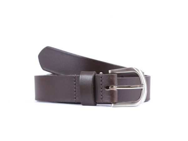 Ceinture cuir marron foncé boucle légèrement arrondie 4052 120 cm - Vins Rouges Harmonieux pour Chaque Occasion