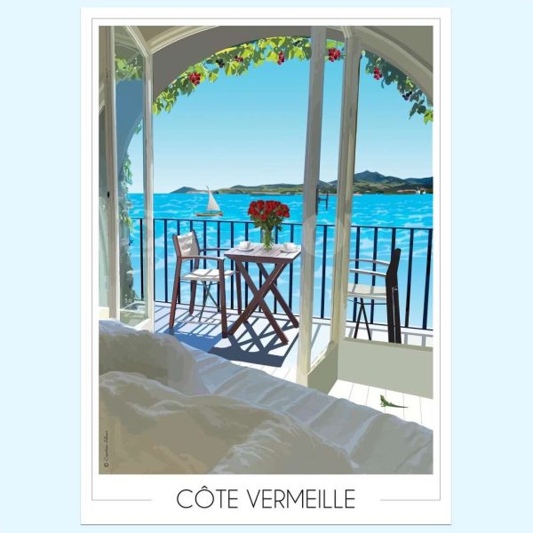 Affiche Côte Vermeille Terrasse - Vins Rouges Harmonieux pour Chaque Occasion