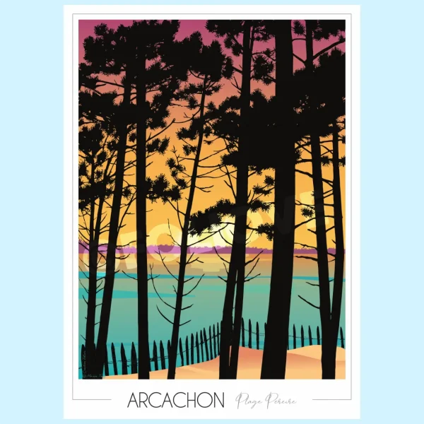 Affiche Arcachon Plage Pereire - Vins Rouges Harmonieux pour Chaque Occasion
