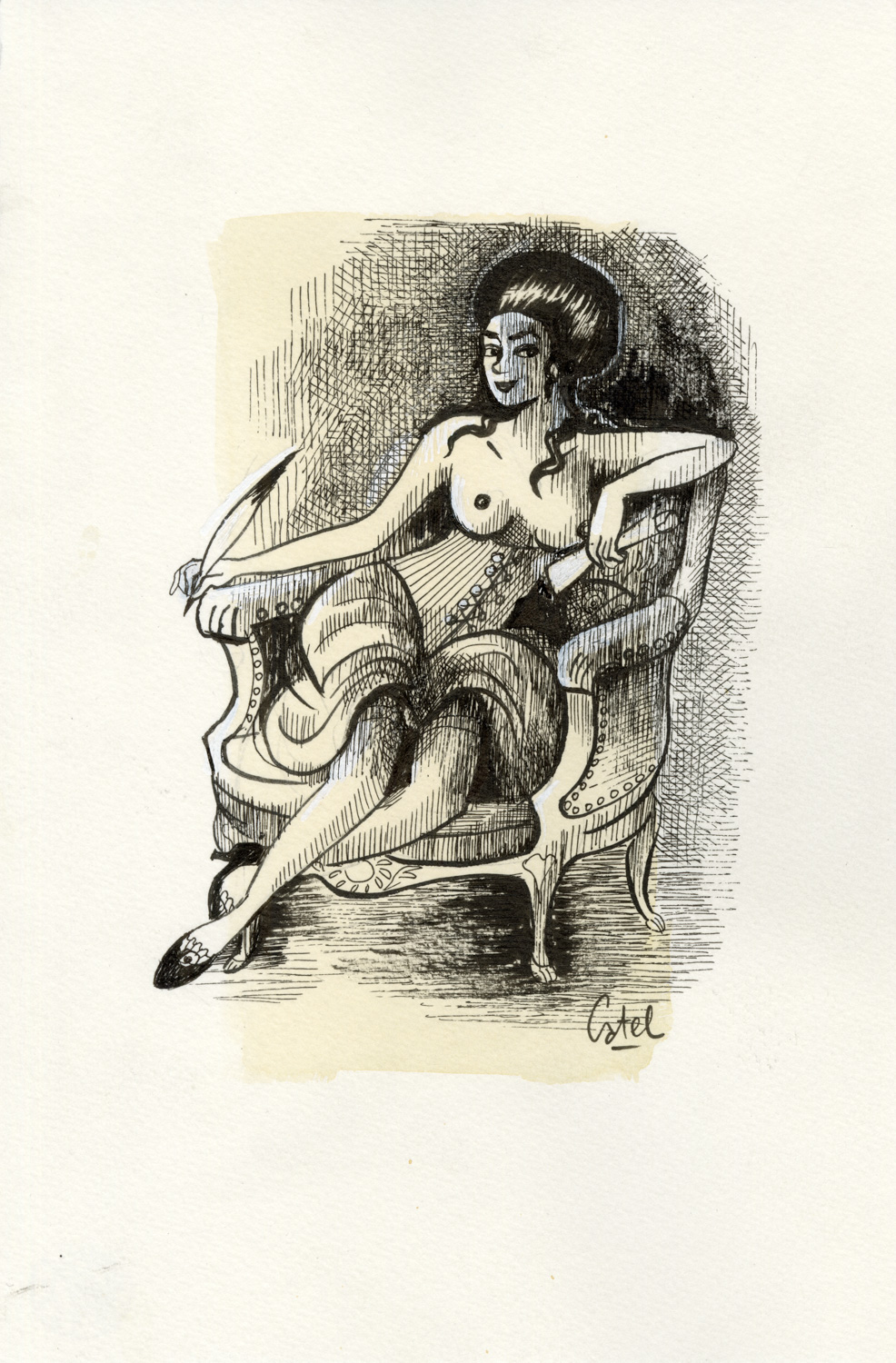 CATEL – OLYMPE DE GOUGES – Dessin original inédit – R28 - Vins Rouges Harmonieux pour Chaque Occasion CATEL – OLYMPE DE GOUGES – Dessin original inédit – R28 - Vins Rouges Harmonieux pour Chaque Occasion