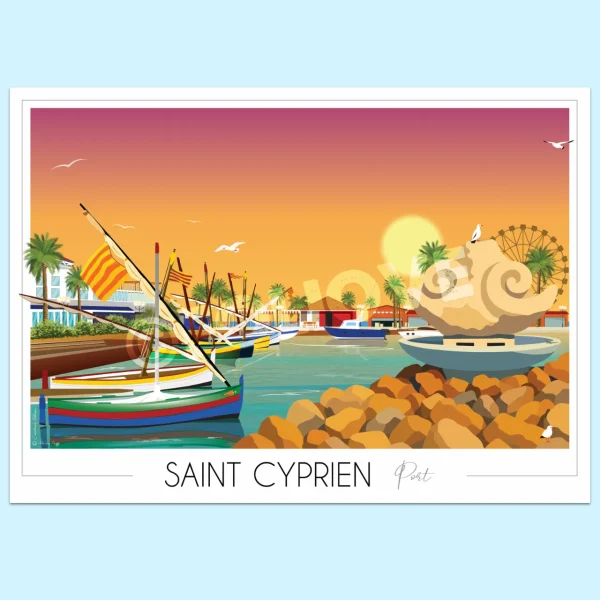 Affiche Saint-Cyprien port - Vins Rouges Harmonieux pour Chaque Occasion