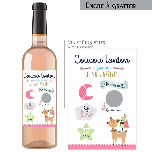 Annonce naissance | Bouteille personnalisée coucou je suis arrivé(e) - Vins Rouges Harmonieux pour Chaque Occasion