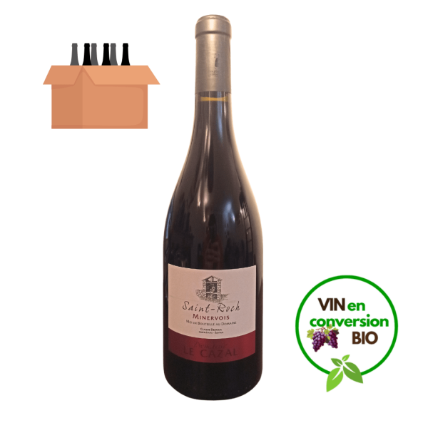 Carton de 6 bouteilles Vin rouge A.O.C Minervois 2022 « Cuvée St Roch » - Vins Rouges Harmonieux pour Chaque Occasion