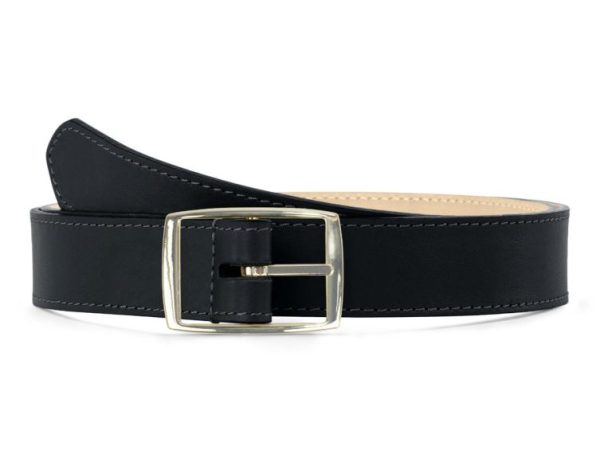 Ceinture premium cuir chic noir, boucle rectangulaire, moderne, dorée – 30mm – 5118 Choisir - Vins Rouges Harmonieux pour Chaque Occasion