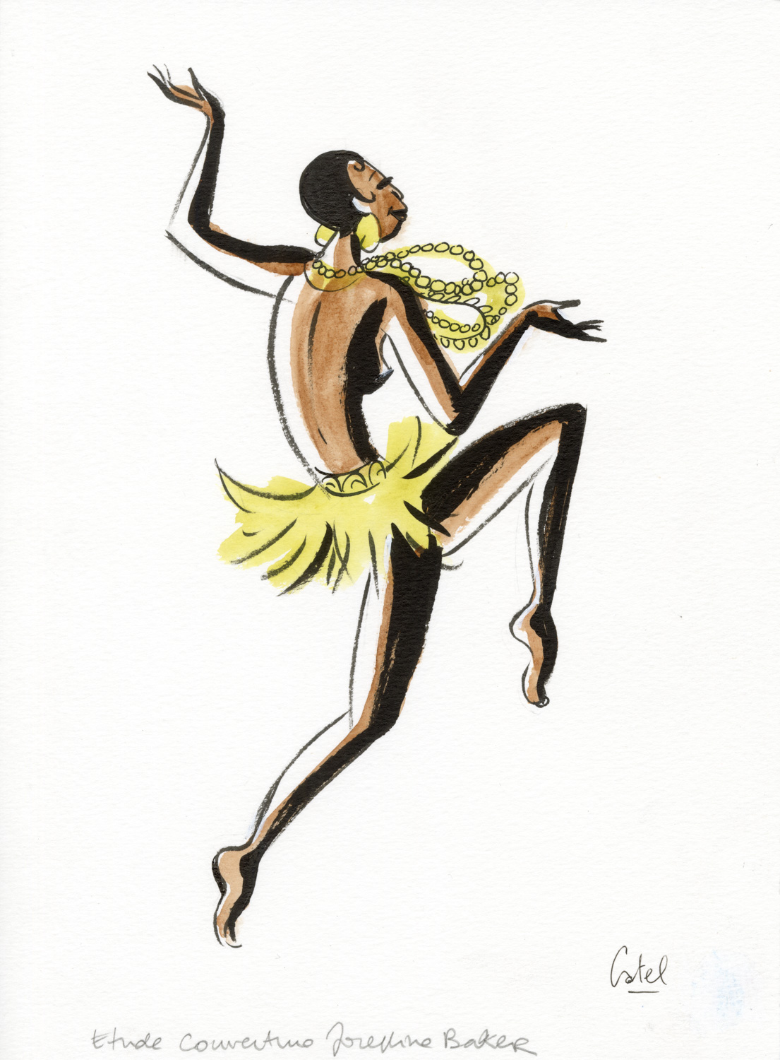 CATEL – JOSÉPHINE BAKER – Dessin original d’étude pour la couverture – R09 - Vins Rouges Harmonieux pour Chaque Occasion CATEL – JOSÉPHINE BAKER – Dessin original d’étude pour la couverture – R09 - Vins Rouges Harmonieux pour Chaque Occasion