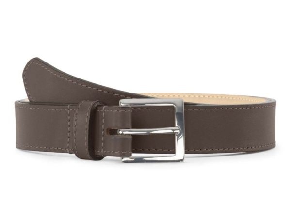 Ceinture premium cuir chic marron foncé, boucle carrée, classique, argentée – 30mm – 5126 Choisir - Vins Rouges Harmonieux pour Chaque Occasion
