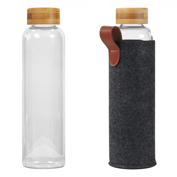 Bouteille en verre 0,55 l publicitaire. avec fourreau en feutre recyclé et bouchon bambou - Vins Rouges Harmonieux pour Chaque Occasion Bouteille en verre 0,55 l publicitaire. avec fourreau en feutre recyclé et bouchon bambou - Vins Rouges Harmonieux pour Chaque Occasion