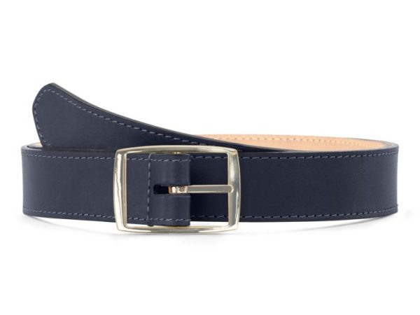 Ceinture premium cuir chic bleu marine, boucle rectangulaire, moderne, dorée – 30mm – 5118 Choisir - Vins Rouges Harmonieux pour Chaque Occasion