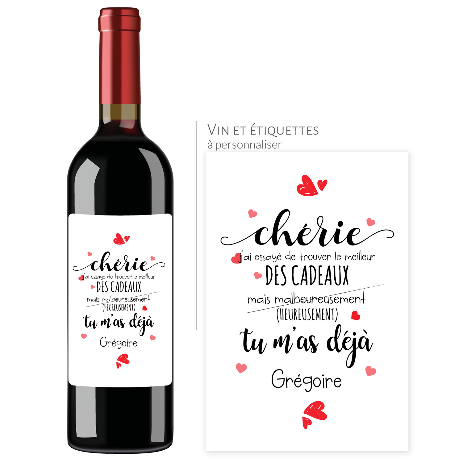 Cadeau saint valentin | Bouteille personnalisée chérie tu m’as déjà (modèle pour femme) - Vins Rouges Harmonieux pour Chaque Occasion Cadeau saint valentin | Bouteille personnalisée chérie tu m’as déjà (modèle pour femme) - Vins Rouges Harmonieux pour Chaque Occasion