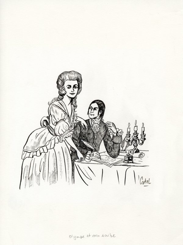CATEL – OLYMPE DE GOUGES – Dessin original publié en page 487 – R13 - Vins Rouges Harmonieux pour Chaque Occasion