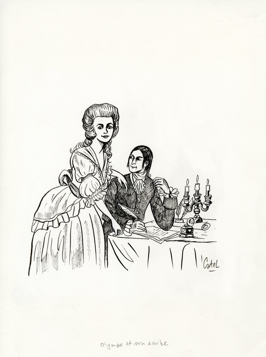 CATEL – OLYMPE DE GOUGES – Dessin original publié en page 487 – R13 - Vins Rouges Harmonieux pour Chaque Occasion CATEL – OLYMPE DE GOUGES – Dessin original publié en page 487 – R13 - Vins Rouges Harmonieux pour Chaque Occasion