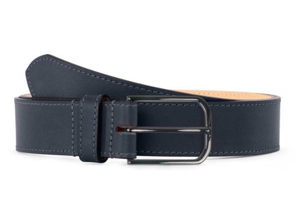 Ceinture premium cuir chic bleu marine, boucle rectangulaire, moderne, finition canon de fusil brillant – 35mm – 5123 Choisir - Vins Rouges Harmonieux pour Chaque Occasion