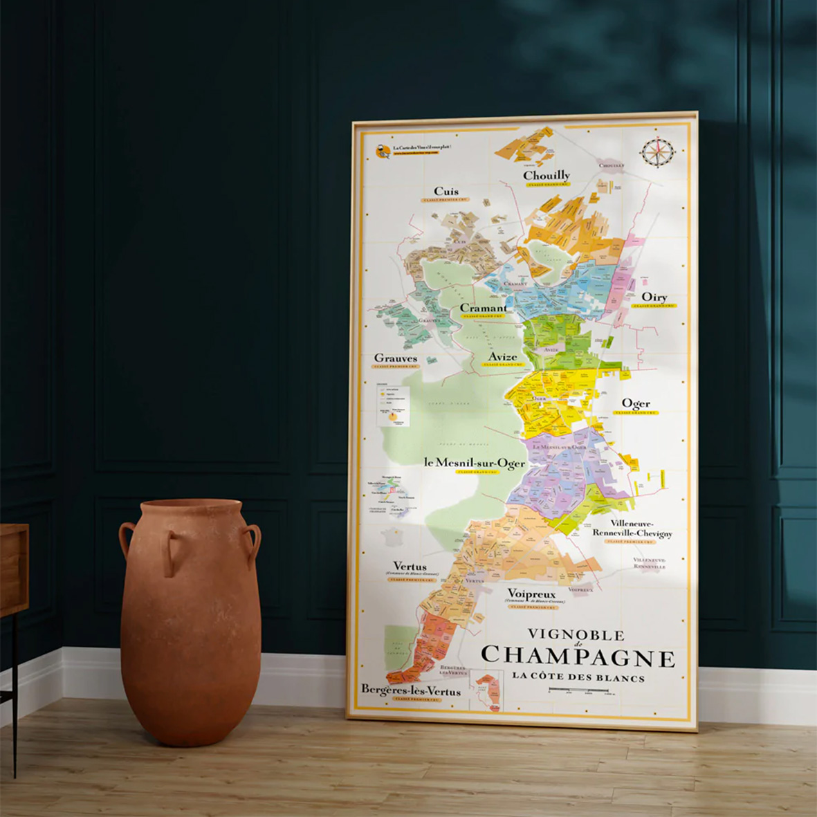 Carte Vignoble de Champagne, la côte des Blancs 50×100 - Vins Rouges Harmonieux pour Chaque Occasion Carte Vignoble de Champagne, la côte des Blancs 50×100 - Vins Rouges Harmonieux pour Chaque Occasion