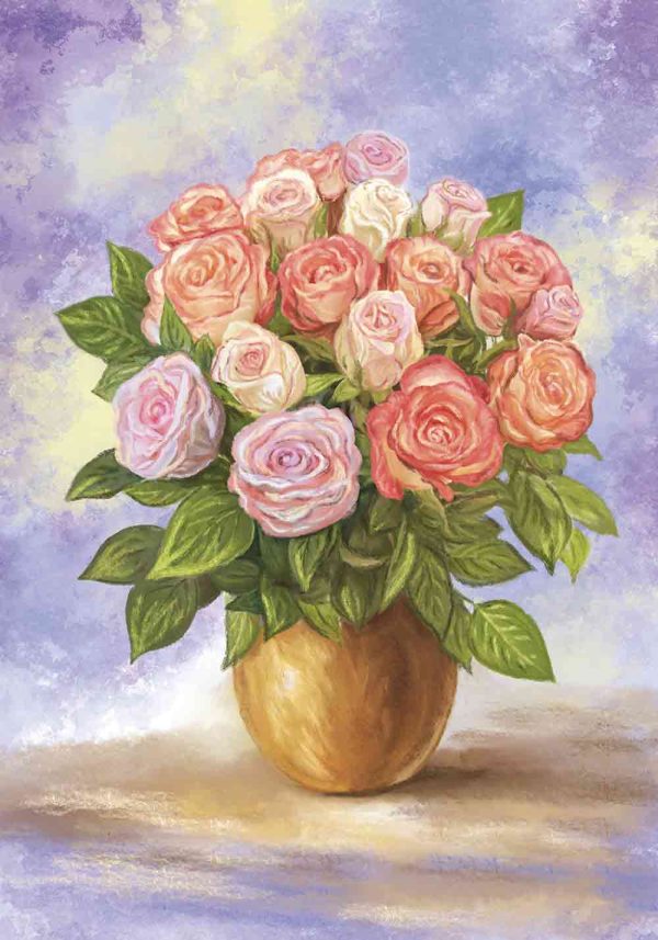 Affiche bouquet de roses – Poster Vase en terre cuite - Vins Rouges Harmonieux pour Chaque Occasion