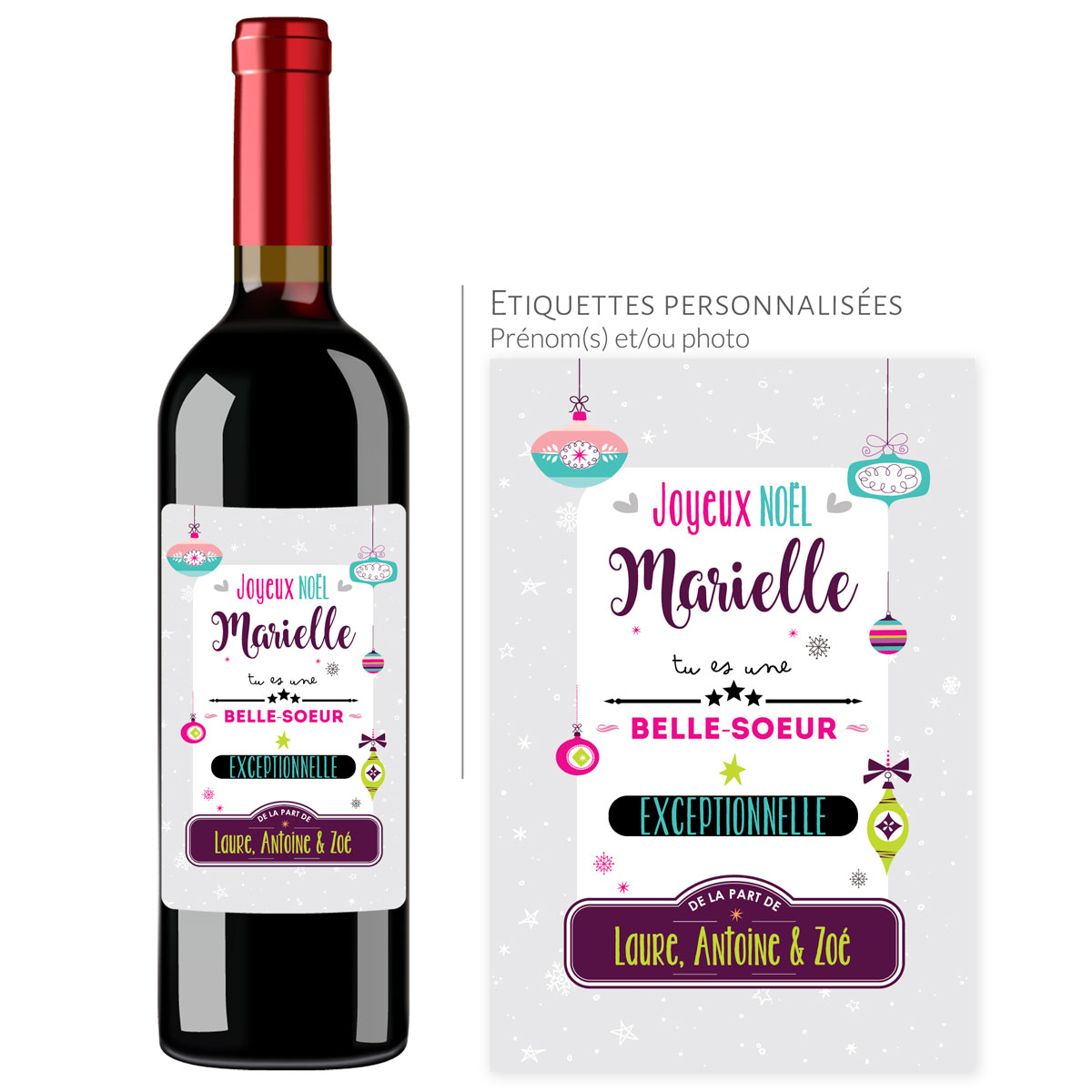 Cadeau noël Belle-Soeur | Bouteille personnalisée Tu es exceptionnelle - Vins Rouges Harmonieux pour Chaque Occasion Cadeau noël Belle-Soeur | Bouteille personnalisée Tu es exceptionnelle - Vins Rouges Harmonieux pour Chaque Occasion