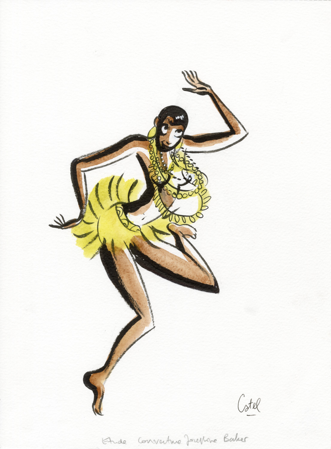 CATEL – JOSÉPHINE BAKER – Dessin original d’étude pour la couverture – R07 - Vins Rouges Harmonieux pour Chaque Occasion CATEL – JOSÉPHINE BAKER – Dessin original d’étude pour la couverture – R07 - Vins Rouges Harmonieux pour Chaque Occasion